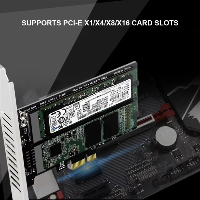 ABFM-Dual-Disk Array M.2 Карта адаптера SATA-Pcie Двойной диск X1/X4/X8/X16 Поддержка M.2 SSD 2230/42/60/80
ABFM-Dual-Disk Array M.2 Карта адаптера SATA-Pcie Двойной диск X1/X4/X8/X16 Поддержка M.2 SSD 2230/42/60/80