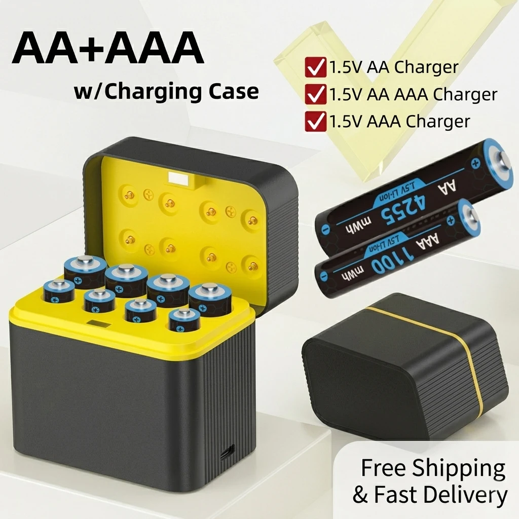8PCS 1.5V AA AAA Lithium Rechargeable Battery Set & Type-C Fast Charger, High Capacity 3000mWh Li-ion Battery for Xbox Mouse
8PCS 1.5V AA AAA Lithium Rechargeable Battery Set & Type-C Fast Charger, High Capacity 3000mWh Li-ion Battery for Xbox Mouse