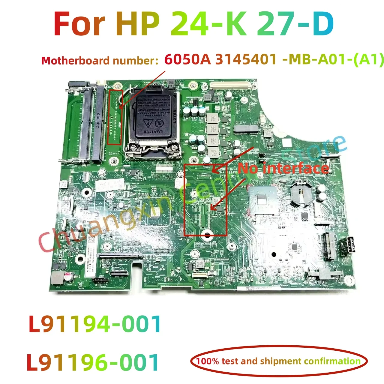 6050A3145401-MB-A01-(A1) Motherboard for HP 24-K 27-D all-in-one L91196-001 100% test qualified, ready to ship
6050A3145401-MB-A01-(A1) Motherboard for HP 24-K 27-D all-in-one L91196-001 100% test qualified, ready to ship