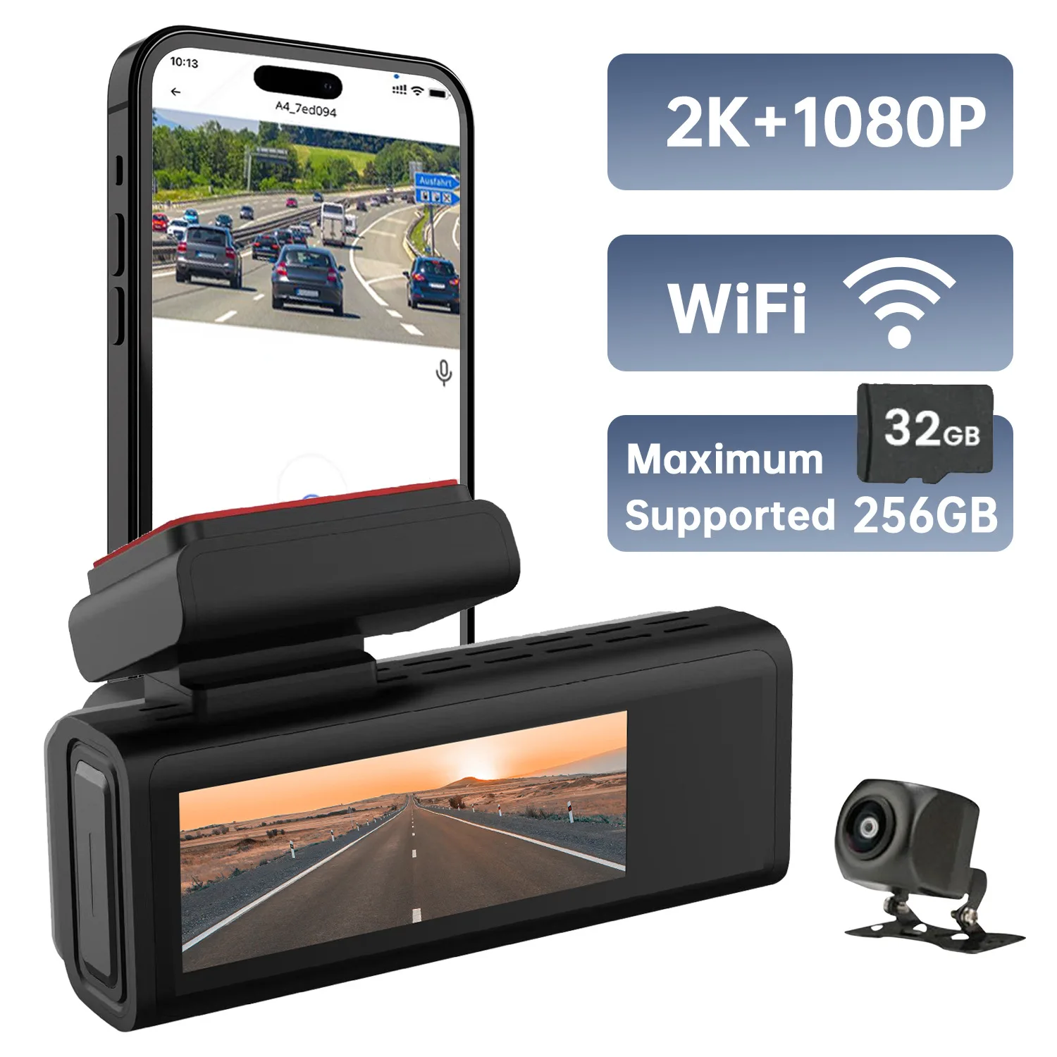 Видеорегистратор HD с двойной записью 2K и 1080P | Камера заднего вида, ИК-ночное видение, функция подключения к телефону по Wi-Fi
Видеорегистратор HD с двойной записью 2K и 1080P | Камера заднего вида, ИК-ночное видение, функция подключения к телефону по Wi-Fi