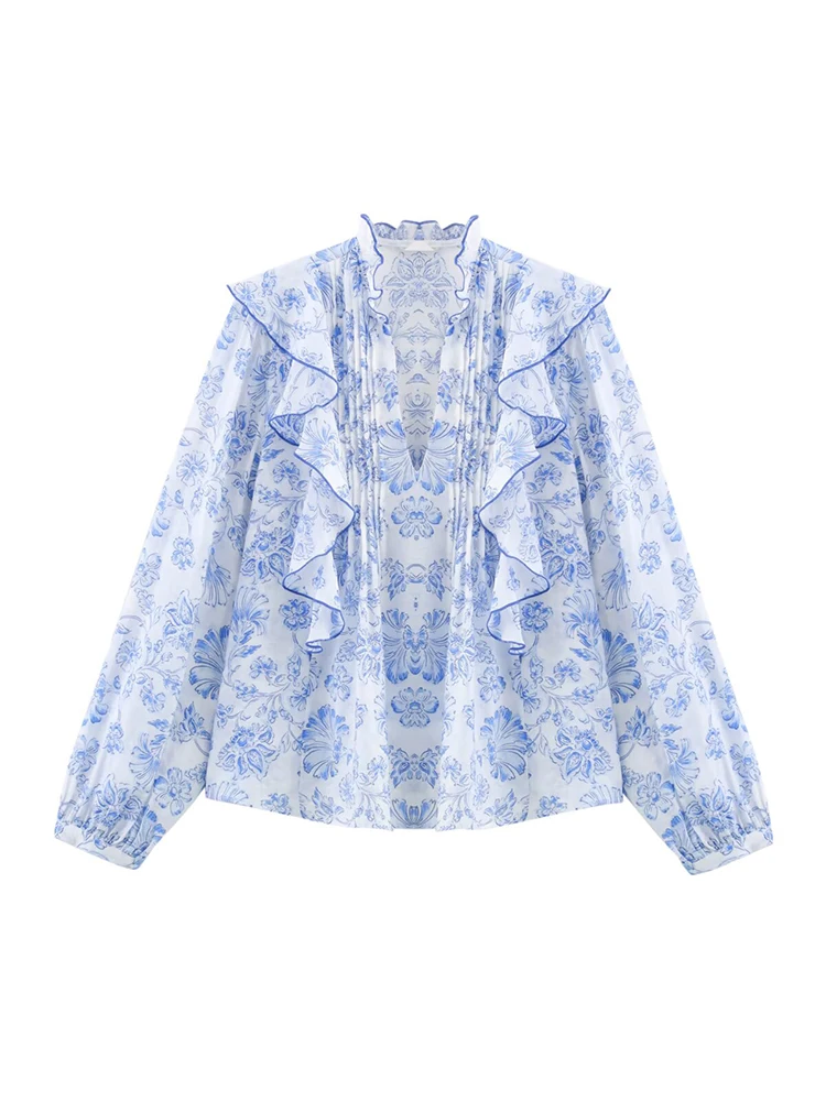 ZAJIA 2005 new women's clothing European and American style French ruffles and layered decorative print shirts
ZAJIA 2005 new women's clothing European and American style French ruffles and layered decorative print shirts
