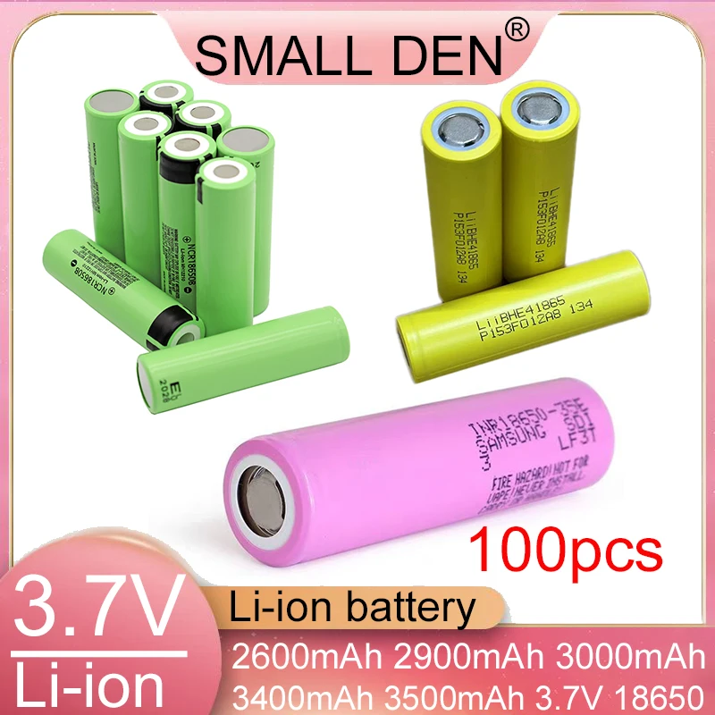 100PCS 18650 3.7V 2600mah 3000mah 3400mah 3500mah Lithium-ion Rechargeable Batteries 3C High Rate Discharge For DIY Solar System
100PCS 18650 3.7V 2600mah 3000mah 3400mah 3500mah Lithium-ion Rechargeable Batteries 3C High Rate Discharge For DIY Solar System