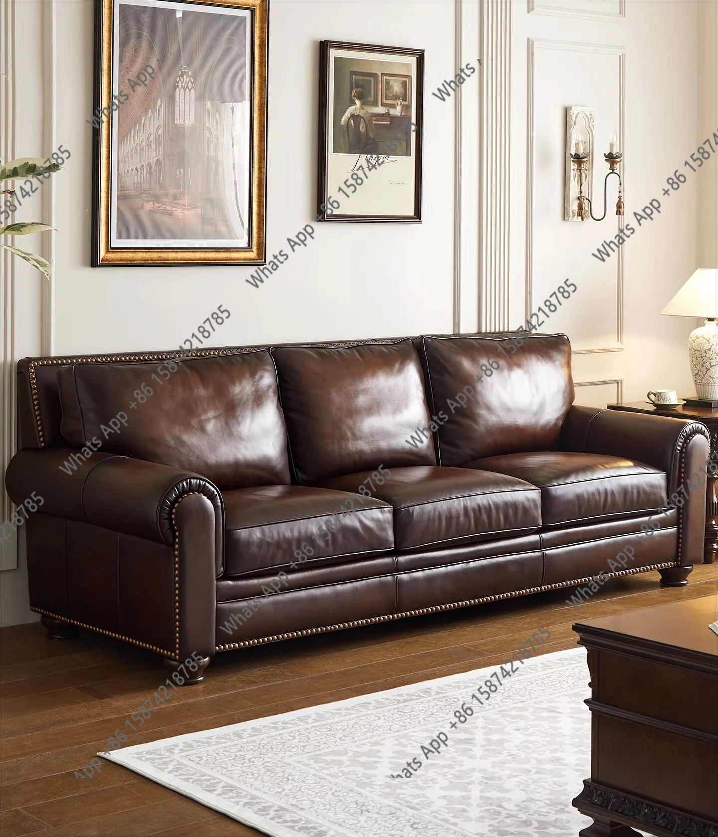 American retro full leather sofa polished color imported top layer cowhide living room 123 combination
American retro full leather sofa polished color imported top layer cowhide living room 123 combination