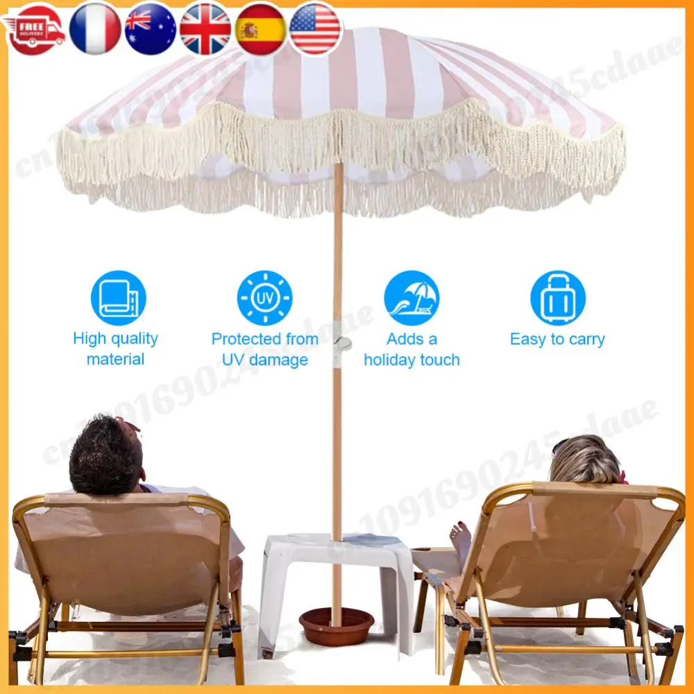 Striped Outdoor Sunshade Umbrella with Tilt Pole Portable Tassel Umbrella for Balcony Terrace Swimming Pool Beach Garden
Striped Outdoor Sunshade Umbrella with Tilt Pole Portable Tassel Umbrella for Balcony Terrace Swimming Pool Beach Garden