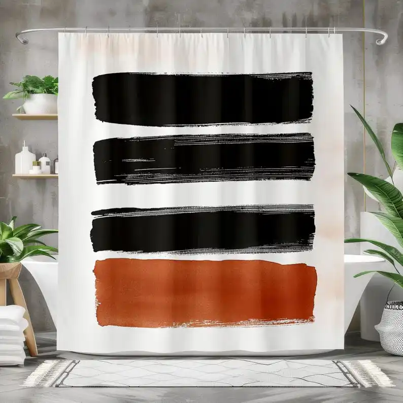 Modern Scandinavian Shower Curtain, Black and Rust Brushstroke Design, Minimalist Abstract Bathroom Decor Neutral Boho Art Gift
Modern Scandinavian Shower Curtain, Black and Rust Brushstroke Design, Minimalist Abstract Bathroom Decor Neutral Boho Art Gift