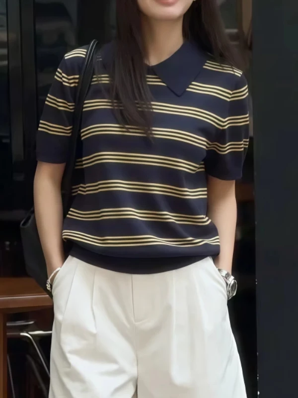 Женская летняя свободная футболка больших размеров в полоску, тонкая, вязаная, с коротким рукавом, в корейском стиле, молодежный топ
Женская летняя свободная футболка больших размеров в полоску, тонкая, вязаная, с коротким рукавом, в корейском стиле, молодежный топ