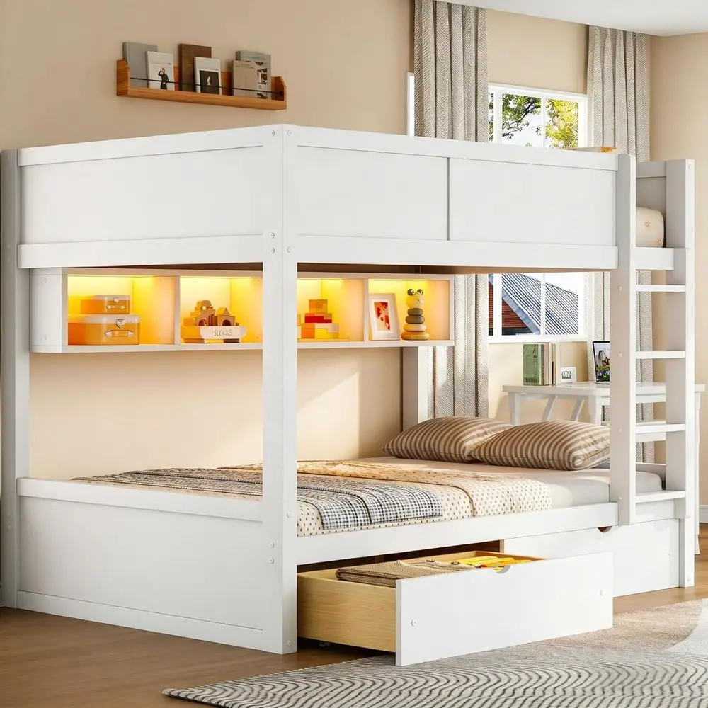 XL Size XL Bunk Bed with Desk, Storage Cabinet, and LED Lights, Suitable for Kids, Teens, or Adults, White, No Box Spring Needed
XL Size XL Bunk Bed with Desk, Storage Cabinet, and LED Lights, Suitable for Kids, Teens, or Adults, White, No Box Spring Needed
