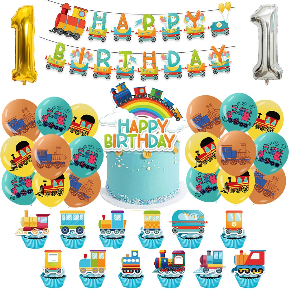 Cartoon Train Theme 0-10th Birthday Party Decoration Balloon Cake Topper Set Supplies Children's Gifts Party Background Prop
Cartoon Train Theme 0-10th Birthday Party Decoration Balloon Cake Topper Set Supplies Children's Gifts Party Background Prop