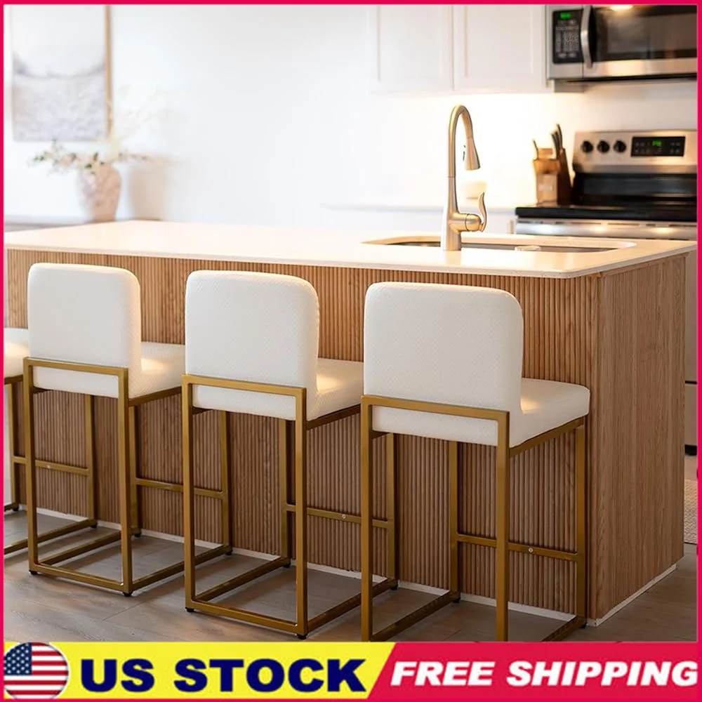 Faux Leather Bar Stools Set of 3 Modern L-Shaped Counter Height Barstools with Back Metal Frame Footrest Non-Slip Design
Faux Leather Bar Stools Set of 3 Modern L-Shaped Counter Height Barstools with Back Metal Frame Footrest Non-Slip Design