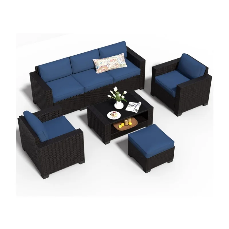 7 Piece Patio Furniture Set, Wicker Outdoor Sectional Sofa with Washable Cushion Covers and Tempered Glass Table
7 Piece Patio Furniture Set, Wicker Outdoor Sectional Sofa with Washable Cushion Covers and Tempered Glass Table