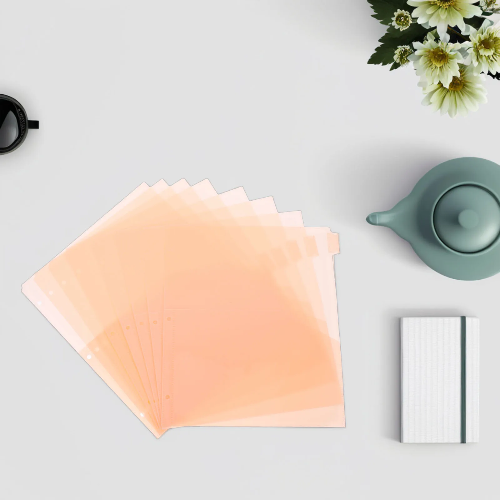 8pcs Pre-Punched Three Ring Binder Pockets Plastic File Folder Divider With Pocket Office Supplies Document Organizer Large 
8pcs Pre-Punched Three Ring Binder Pockets Plastic File Folder Divider With Pocket Office Supplies Document Organizer Large