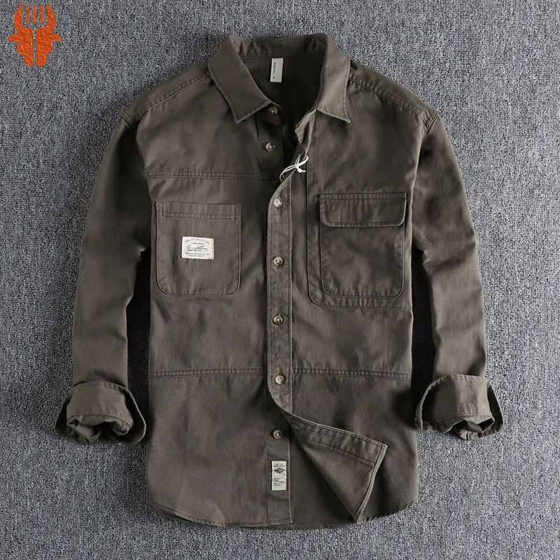 Amikaji Autumn Loose Youth Workwear Shirt Coat For Male Simple Retro Solid Color 100% Cotton Drop Shoulder Long Sleeve Shirt Men
Amikaji Autumn Loose Youth Workwear Shirt Coat For Male Simple Retro Solid Color 100% Cotton Drop Shoulder Long Sleeve Shirt Men