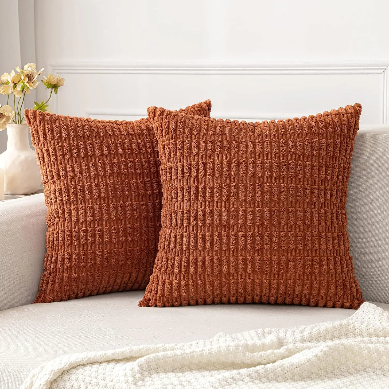 Corduroy Decorative Throw Pillow Covers 18x18 Inch Soft Boho Striped Fall Pillow Covers Modern Farmhouse Home Decor for Sofa Bed
Corduroy Decorative Throw Pillow Covers 18x18 Inch Soft Boho Striped Fall Pillow Covers Modern Farmhouse Home Decor for Sofa Bed