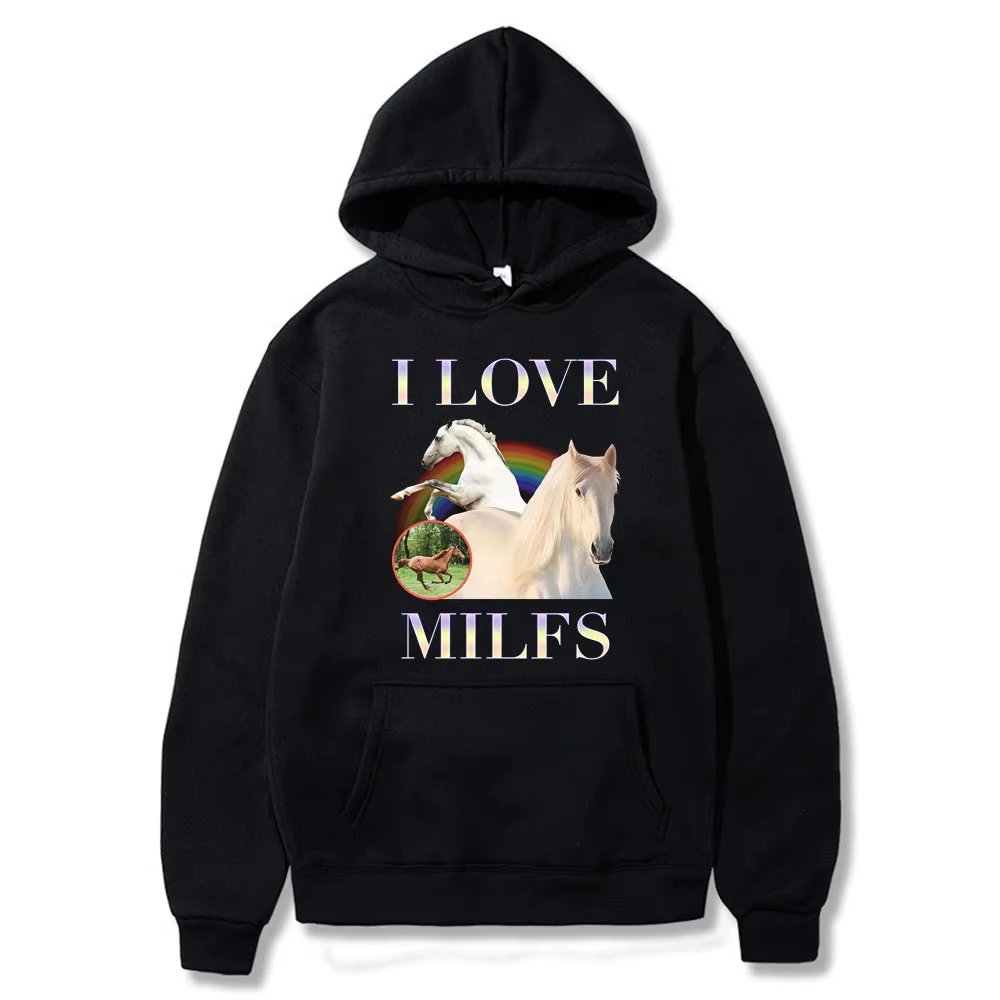Забавные толстовки с графическим принтом Meme Horse I Love Milfs для мужчин и женщин, повседневная уличная одежда, модная винтажная толстовка с капюшоном, зимняя одежда с длинными рукавами
Забавные толстовки с графическим принтом Meme Horse I Love Milfs для мужчин и женщин, повседневная уличная одежда, модная винтажная толстовка с капюшоном, зимняя одежда с длинными рукавами