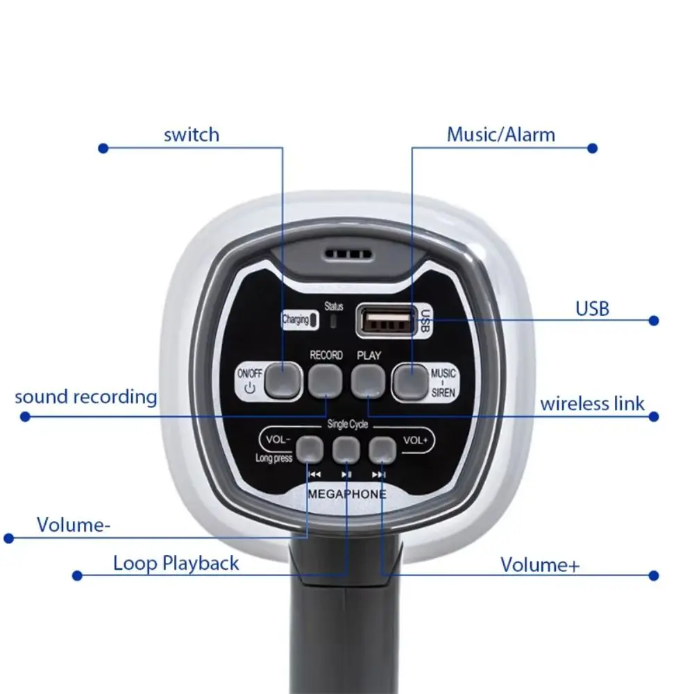 Adjustable Volume Portable Megaphone Foldable Handle Penetration Sound Handheld Sound Amplifier Portable Design Bullhorn Speaker
Adjustable Volume Portable Megaphone Foldable Handle Penetration Sound Handheld Sound Amplifier Portable Design Bullhorn Speaker