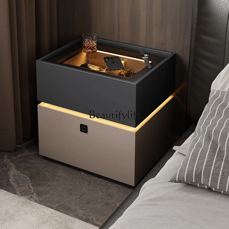 Smart bedside table with fingerprint lock bedroom simple dark storage cabinet
Smart bedside table with fingerprint lock bedroom simple dark storage cabinet