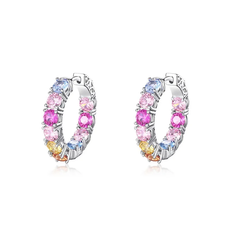 Stud Earrings Fine Silver 925,sterling Zirconium All match Earrings S925 Sterling Rainbow Luxury Personality
Stud Earrings Fine Silver 925,sterling Zirconium All match Earrings S925 Sterling Rainbow Luxury Personality