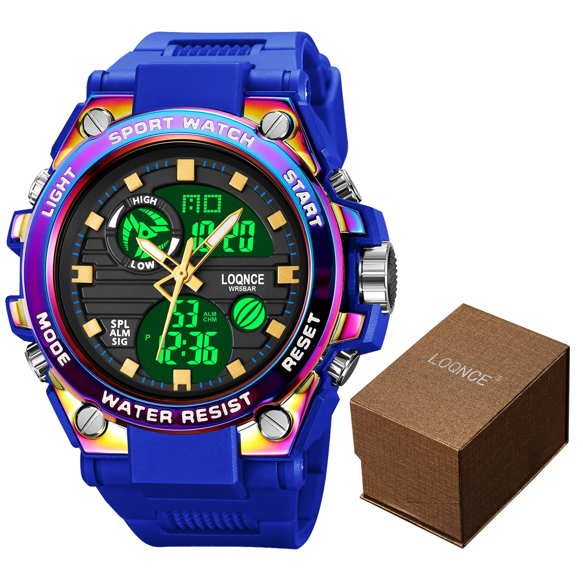 Popular LOQNCE 98002 Men's Watch Luxury 5ATM Waterproof Watch for Men with Box Analog-Digital Dual Movement Sports Wristwatch
Popular LOQNCE 98002 Men's Watch Luxury 5ATM Waterproof Watch for Men with Box Analog-Digital Dual Movement Sports Wristwatch