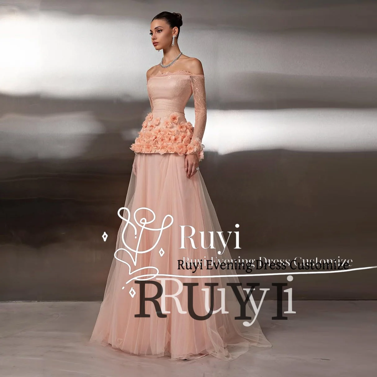 Customized Strapless Lace Tulle Gorgeous Evening Dresses with Sweet Flowers Wedding Long Sleeves Formal Party Gown A-Line
Customized Strapless Lace Tulle Gorgeous Evening Dresses with Sweet Flowers Wedding Long Sleeves Formal Party Gown A-Line