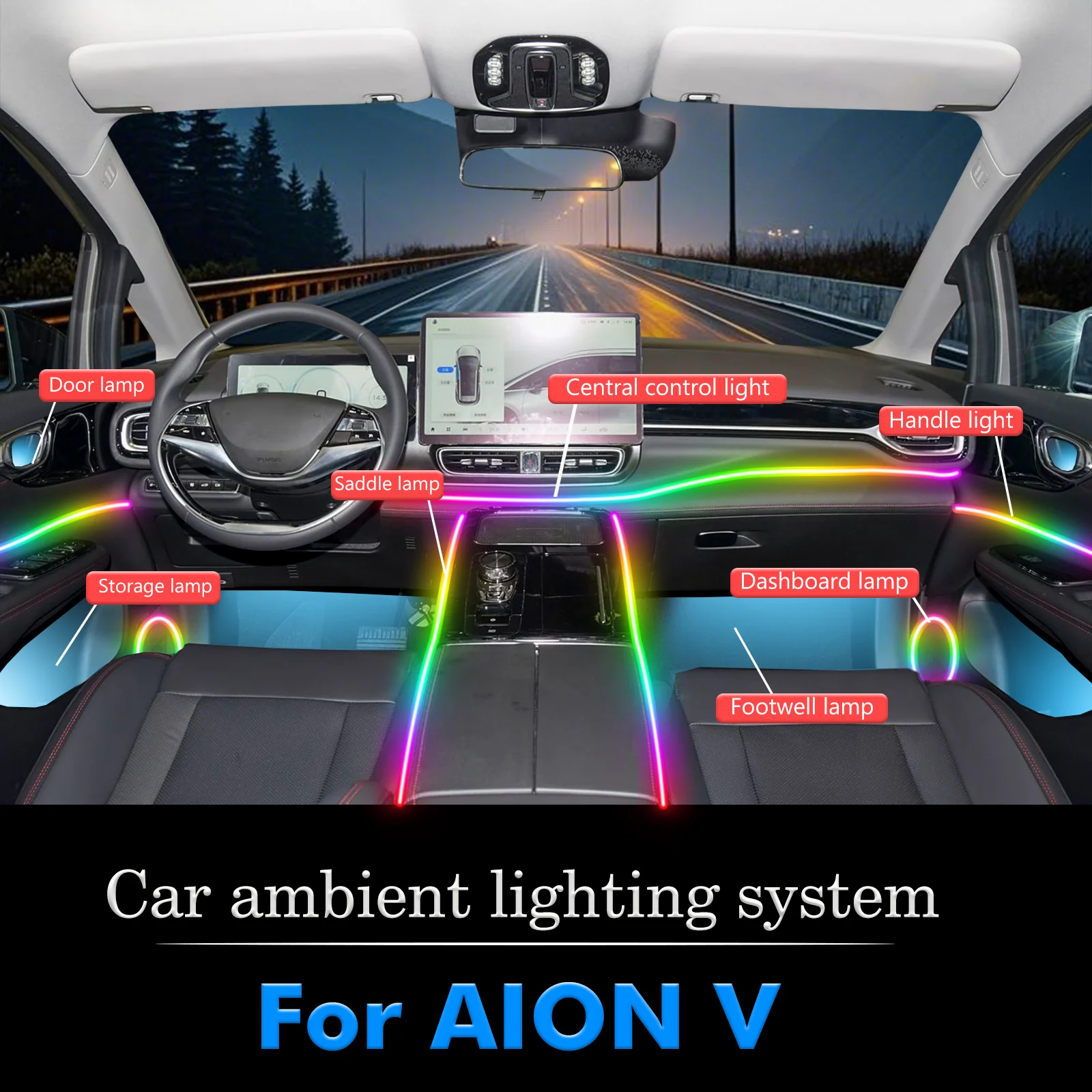 For AION V Car Interior Ambient Light RGB 64-Color LED Smart Remote Control Energy Saving Efficient Lamp Kit
For AION V Car Interior Ambient Light RGB 64-Color LED Smart Remote Control Energy Saving Efficient Lamp Kit