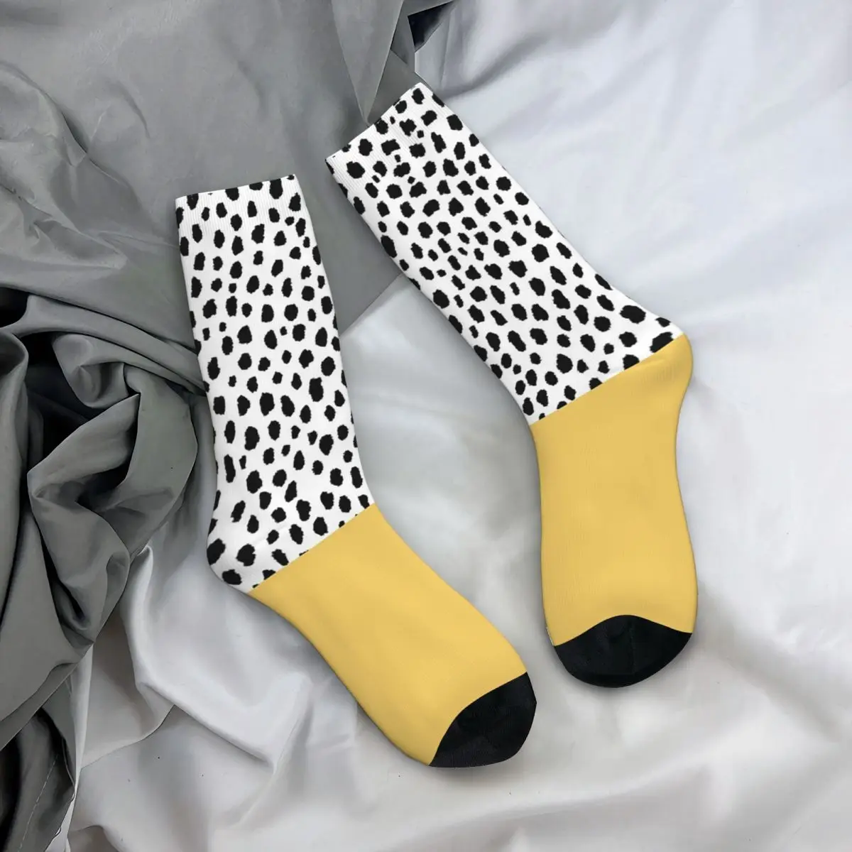All Seasons Crew Stockings Dalmatian Spots With Yellow Stripe Socks Funny Long Socks for Men Women Birthday Present
All Seasons Crew Stockings Dalmatian Spots With Yellow Stripe Socks Funny Long Socks for Men Women Birthday Present