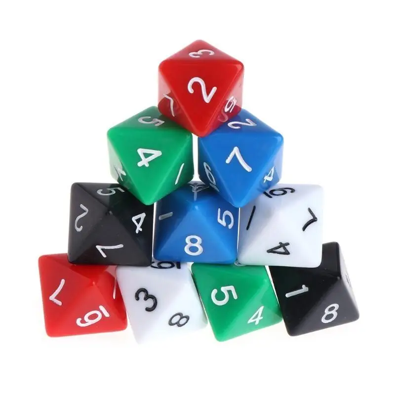 652F 10Pcs Dices D8 8 Sided Game Props Educational Club Party Accessories
652F 10Pcs Dices D8 8 Sided Game Props Educational Club Party Accessories