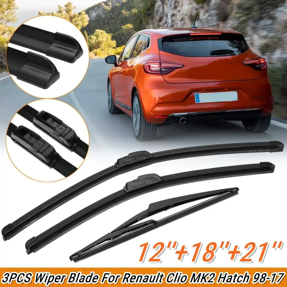 3pcs/set Car Wiper Blades Rubber For Renault Clio MK2 Hatch 1998-2017 Car Accessories 21''+18''+12'' Car Accessories
3pcs/set Car Wiper Blades Rubber For Renault Clio MK2 Hatch 1998-2017 Car Accessories 21''+18''+12'' Car Accessories