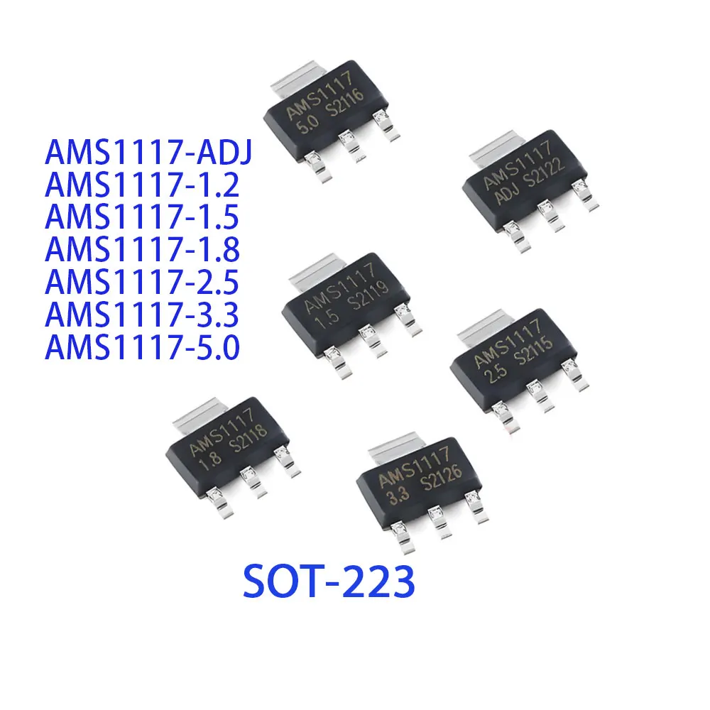 10PCS AMS1117-3.3 AMS1117-ADJ AMS1117-1.2 AMS1117-1.5 AMS1117-1.8 AMS1117-2.5 AMS1117 AMS1117-5.0 1117-3.3 1117-ADJ 1117 IC Chip
10PCS AMS1117-3.3 AMS1117-ADJ AMS1117-1.2 AMS1117-1.5 AMS1117-1.8 AMS1117-2.5 AMS1117 AMS1117-5.0 1117-3.3 1117-ADJ 1117 IC Chip