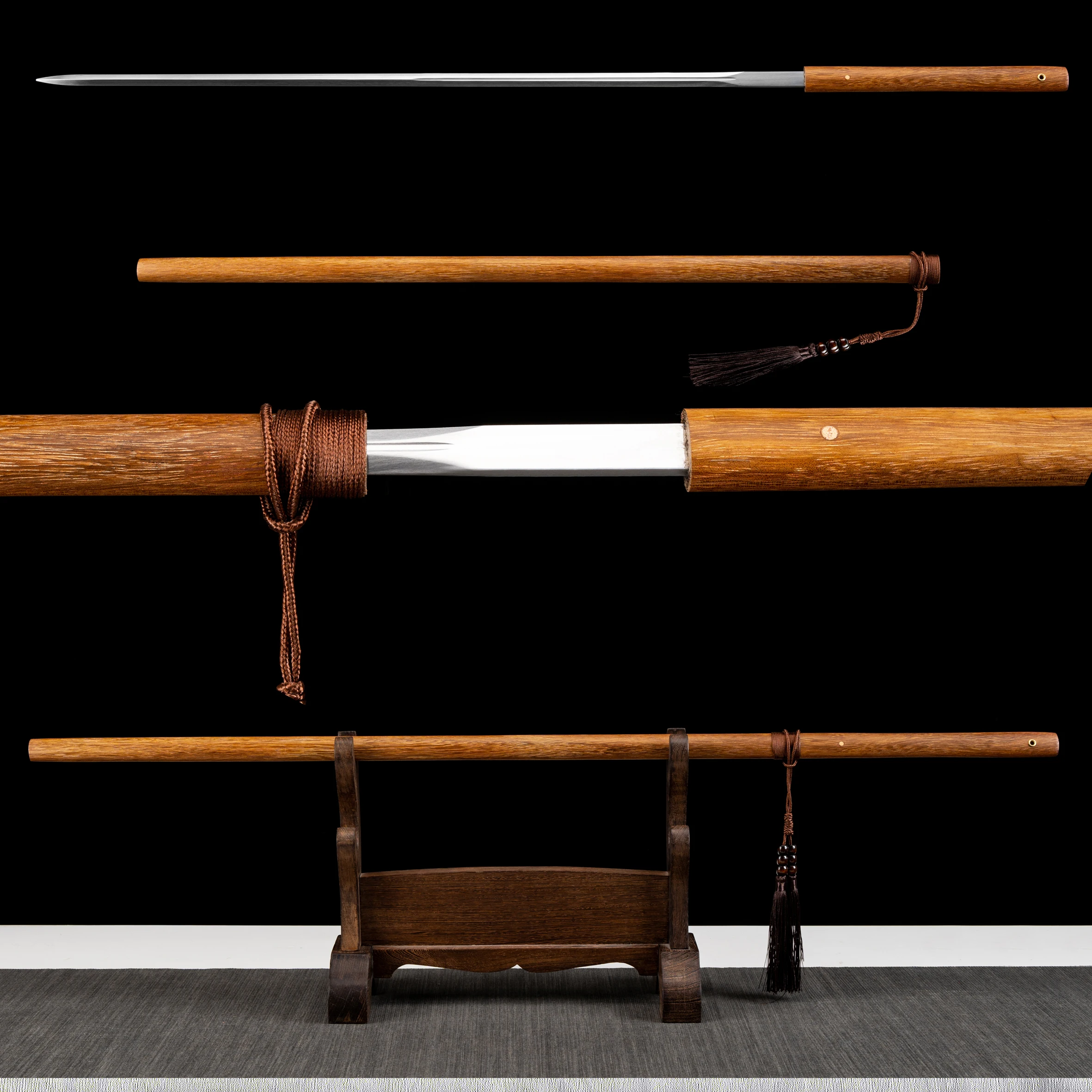 109cm Full tang staff sword, steel blade, chicken wing wood scabbard. Katana, martial arts ninja, outdoor activity. Not sharp.
109cm Full tang staff sword, steel blade, chicken wing wood scabbard. Katana, martial arts ninja, outdoor activity. Not sharp.