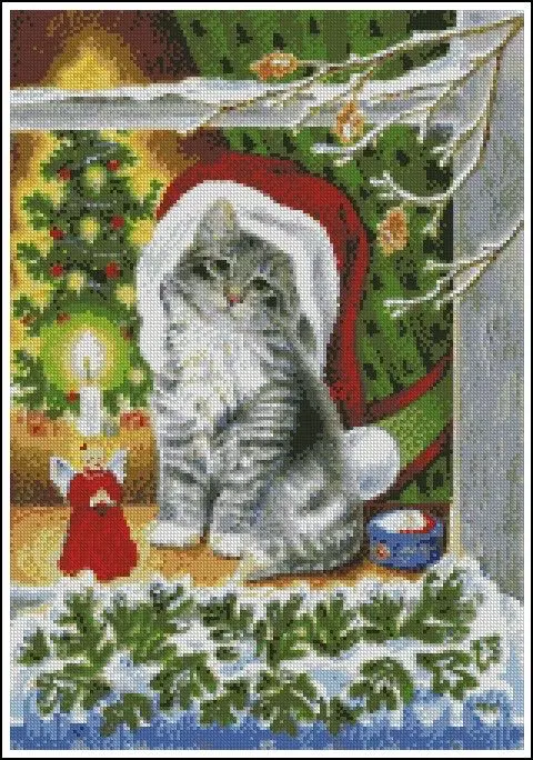 DIY needle work Christmas Hat Cat 38-50 Cross Stitch Set Counted Cross Stitch Kit 28ct 14ct 32ct Metallic aida
DIY needle work Christmas Hat Cat 38-50 Cross Stitch Set Counted Cross Stitch Kit 28ct 14ct 32ct Metallic aida
