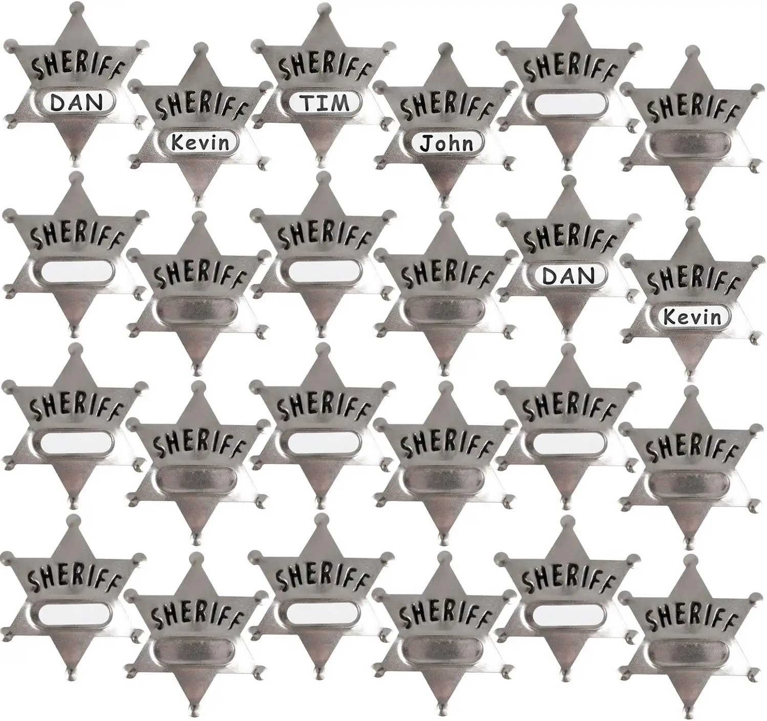 24 Pack Metal Sheriff Badges with Name Labels for Western Cowboy Costume Party Favors
24 Pack Metal Sheriff Badges with Name Labels for Western Cowboy Costume Party Favors