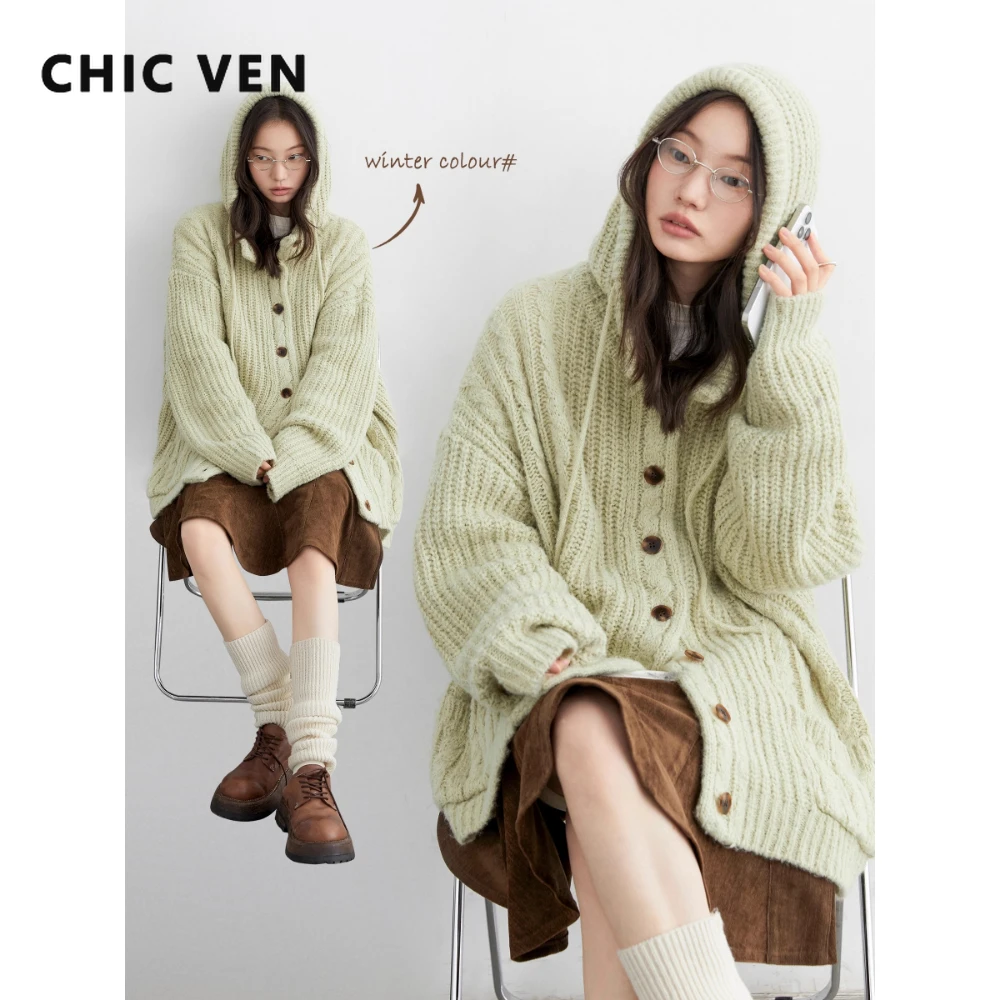 CHIC VEN Korean Women Sweaters Loose Casual Long Hooded Drawstring Knitted Cardigan Female Warm Jacket Autumn Winter 2025
CHIC VEN Korean Women Sweaters Loose Casual Long Hooded Drawstring Knitted Cardigan Female Warm Jacket Autumn Winter 2025
