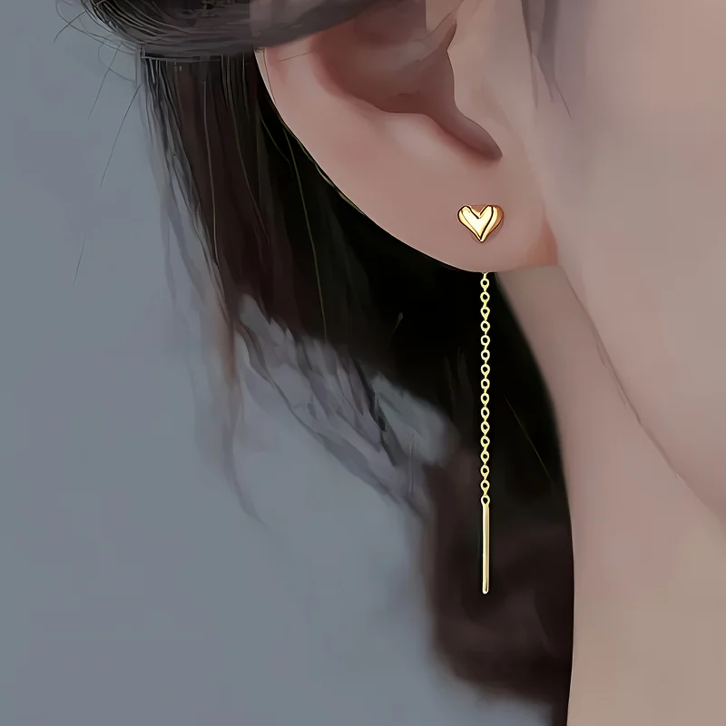 EVISPOL Hypoallergenic 18K Golden Plated Heart Tassel Earrings Spring Jewelry Gift for Women Cute Heart Stud Earrings
EVISPOL Hypoallergenic 18K Golden Plated Heart Tassel Earrings Spring Jewelry Gift for Women Cute Heart Stud Earrings
