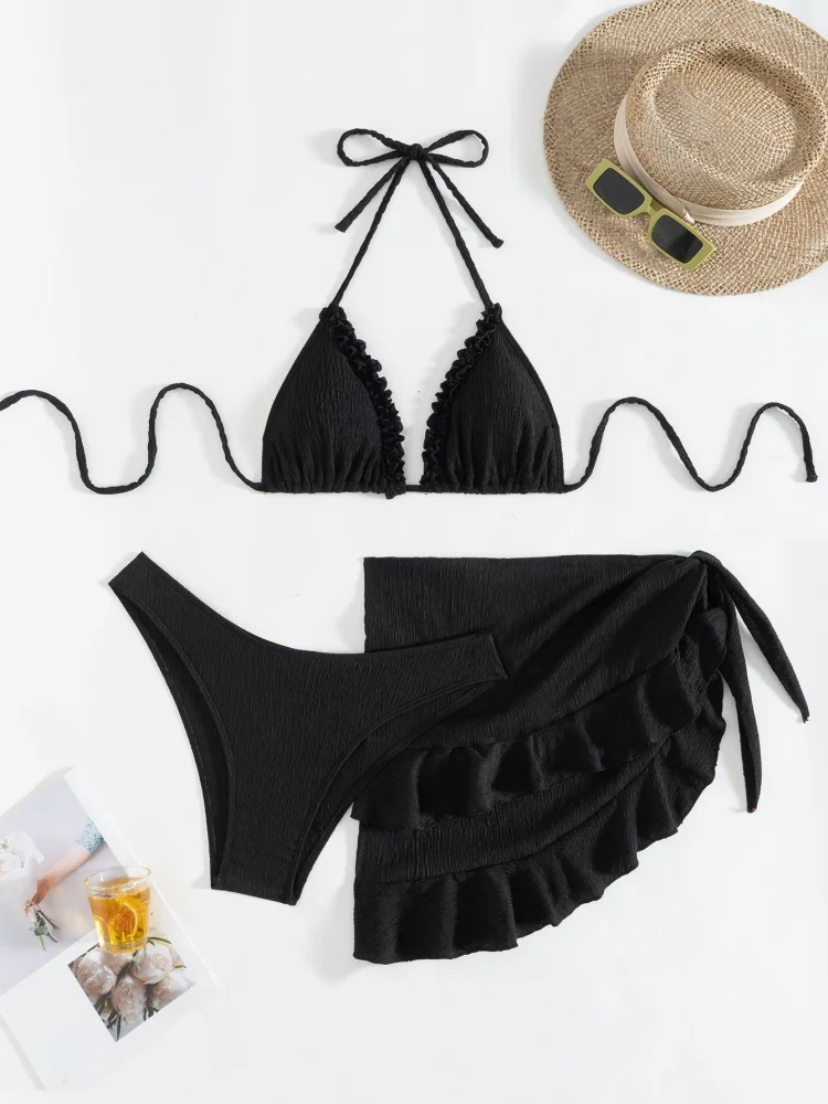 Bikini Women Swimsuit 2025 New Black Ribbed Halter Bikinis Set Sexy Thong Swimwear Summer Beach Cover Up Bathing Suit For Female
Bikini Women Swimsuit 2025 New Black Ribbed Halter Bikinis Set Sexy Thong Swimwear Summer Beach Cover Up Bathing Suit For Female