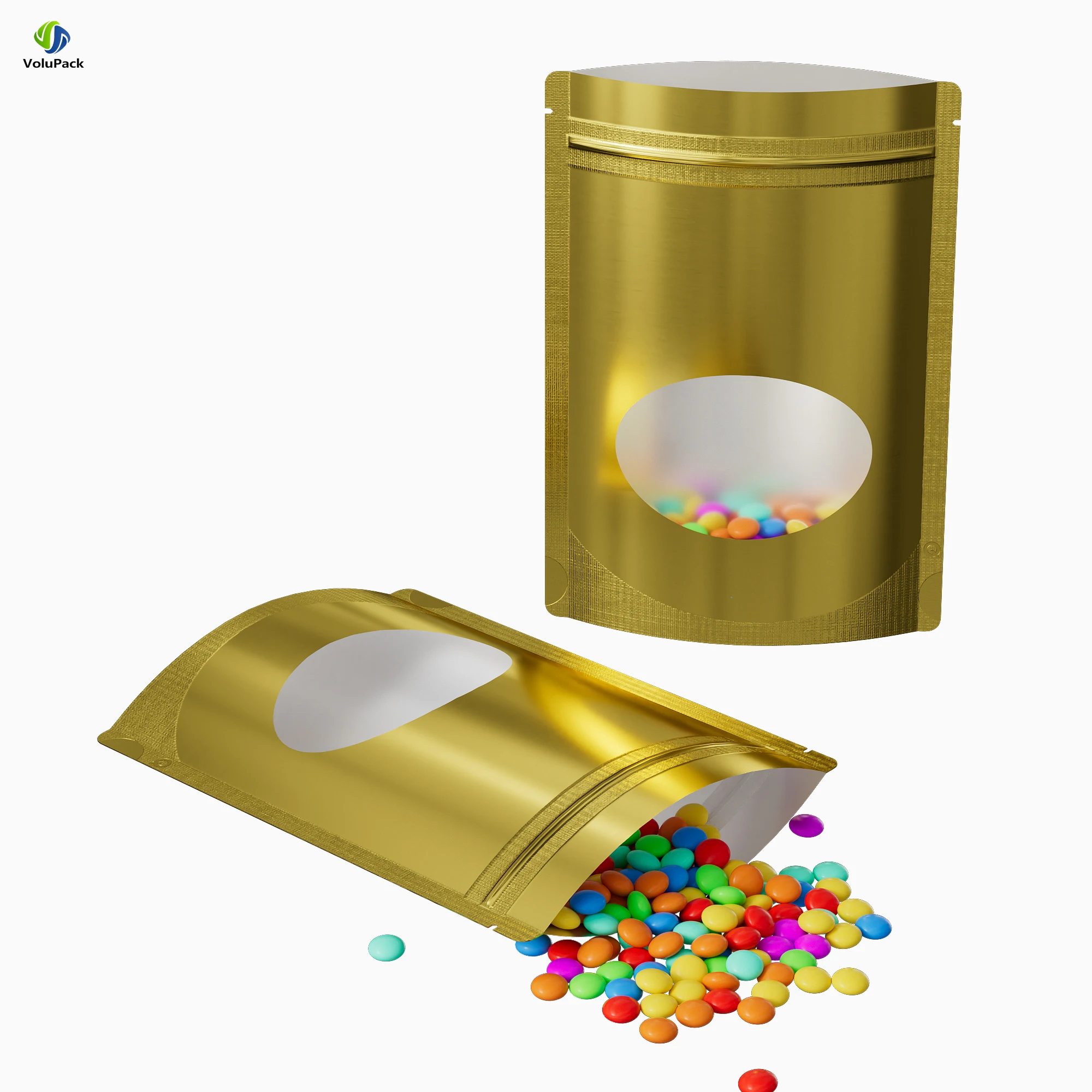 100pcs 14x20cm Aluminum Foil Food Standing Up Zipper Lock Eco-friendly Glossy Gold Mylar Package Bags With Clear Oval Window
100pcs 14x20cm Aluminum Foil Food Standing Up Zipper Lock Eco-friendly Glossy Gold Mylar Package Bags With Clear Oval Window