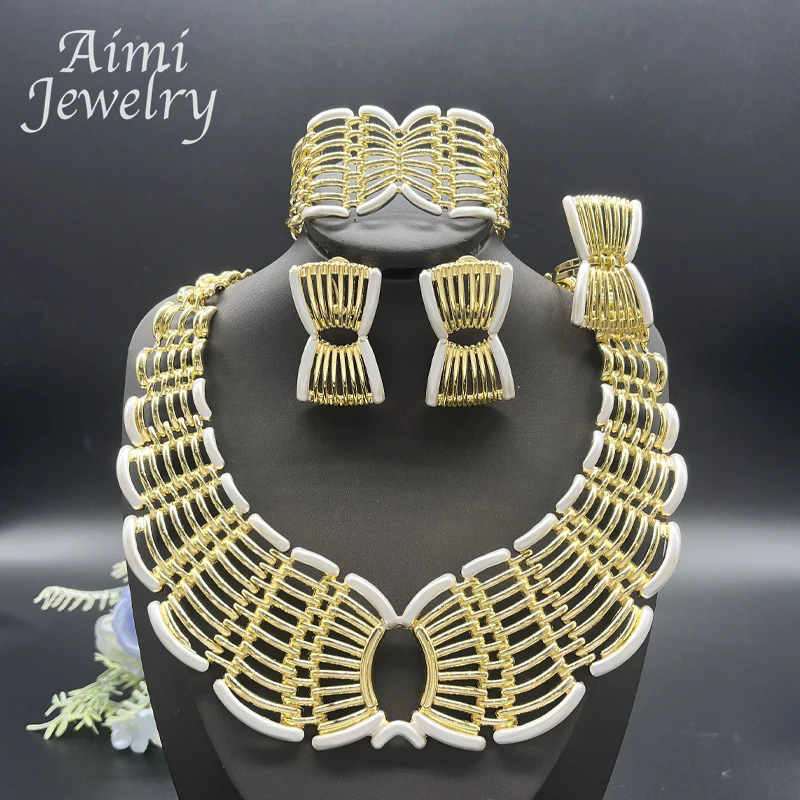 Unique Dubai 18K Gold Plated Jewelry Set Women Necklace Earrings Bracelet Ring Africa Bridal Wedding Party Accessories Gifts
Unique Dubai 18K Gold Plated Jewelry Set Women Necklace Earrings Bracelet Ring Africa Bridal Wedding Party Accessories Gifts
