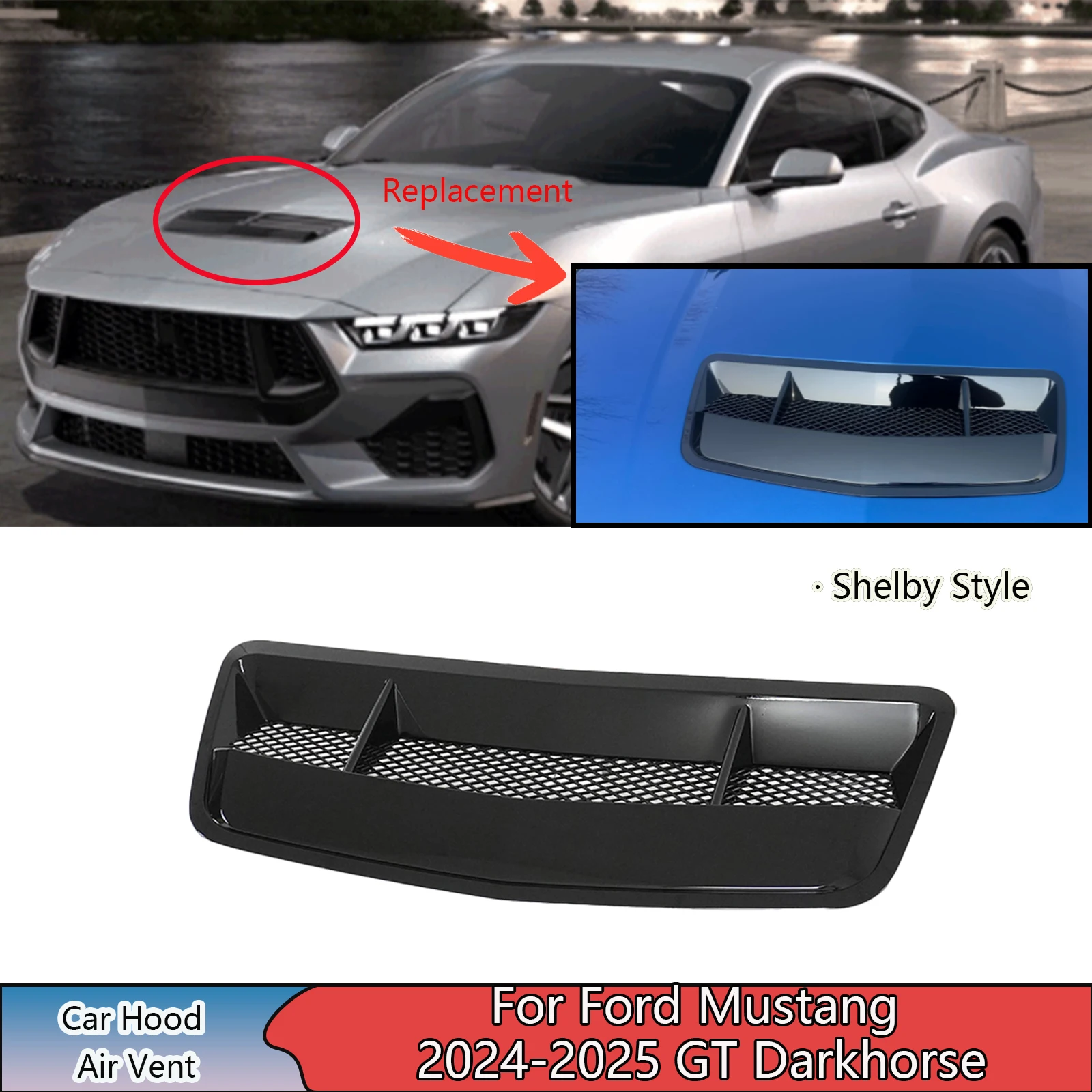 For Ford Mustang 2024-2025 GT Darkhorse A Set of Car Hood Air Vent Replacement Part Shelby Style Body Kit Spoiler Accessories
For Ford Mustang 2024-2025 GT Darkhorse A Set of Car Hood Air Vent Replacement Part Shelby Style Body Kit Spoiler Accessories