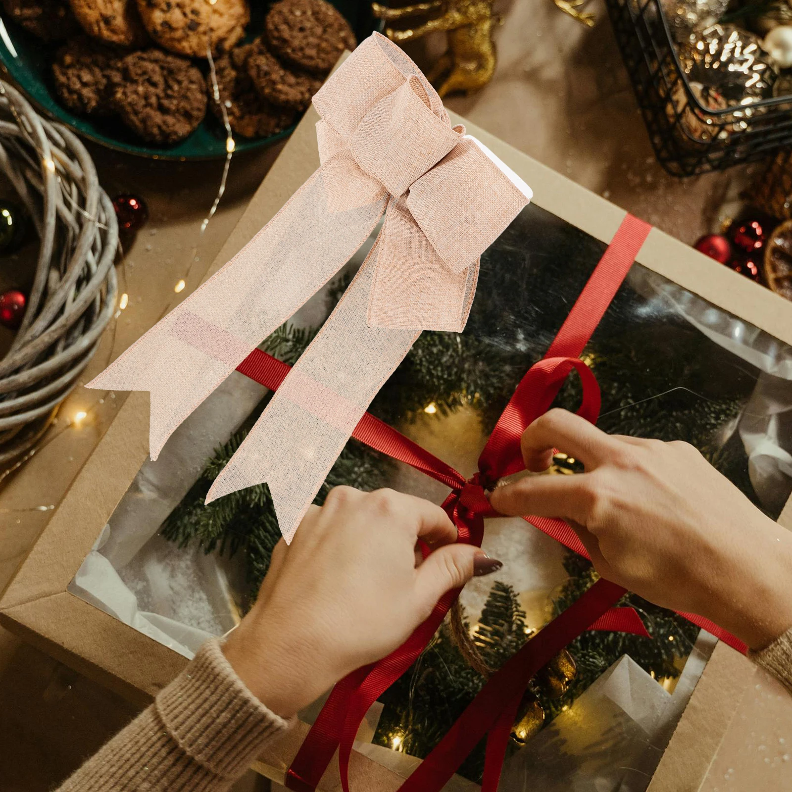 4Pcs Gift Wrapping Ribbon Bows Red Linen Large Decorative Bows for Christmas Present Rustic Bowknot Holiday Home Decor
4Pcs Gift Wrapping Ribbon Bows Red Linen Large Decorative Bows for Christmas Present Rustic Bowknot Holiday Home Decor