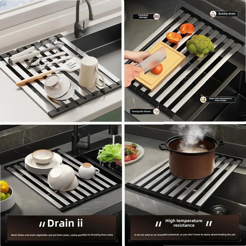 Foldable Stainless Steel Sink Drainer Rack, Retractable Dish Drying Rack & Storage Basket for Kitchen Sink
Foldable Stainless Steel Sink Drainer Rack, Retractable Dish Drying Rack & Storage Basket for Kitchen Sink