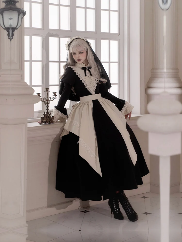 Comes with a complimentary necklace!Gothic Black Short/Long Apron Dress Oversleeves Maid Clothing Halloween Carnival Party
Comes with a complimentary necklace!Gothic Black Short/Long Apron Dress Oversleeves Maid Clothing Halloween Carnival Party