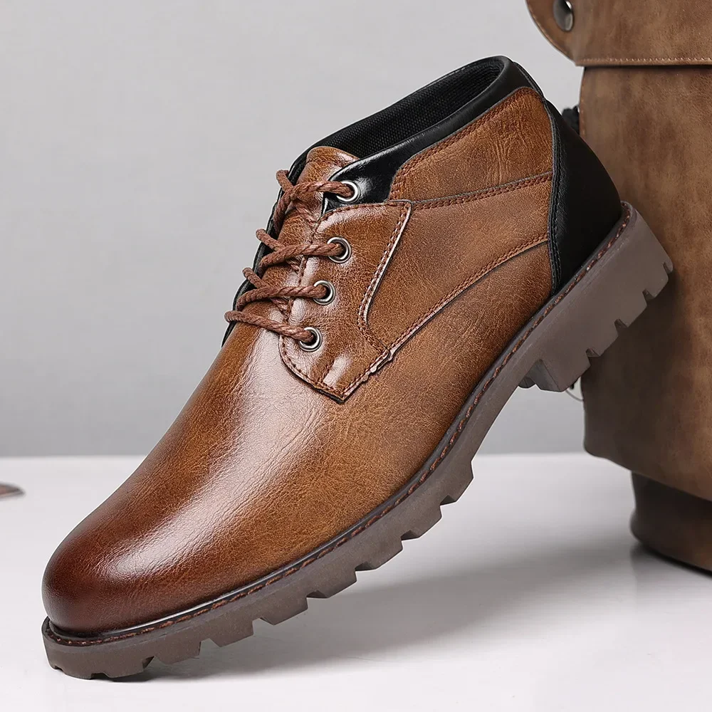 Men's Boots British Style Casual Zipper Short Leather Boots Autumn Winter Outdoor High Top Shoes Vintage Ankle Work Boots 39-48
Men's Boots British Style Casual Zipper Short Leather Boots Autumn Winter Outdoor High Top Shoes Vintage Ankle Work Boots 39-48