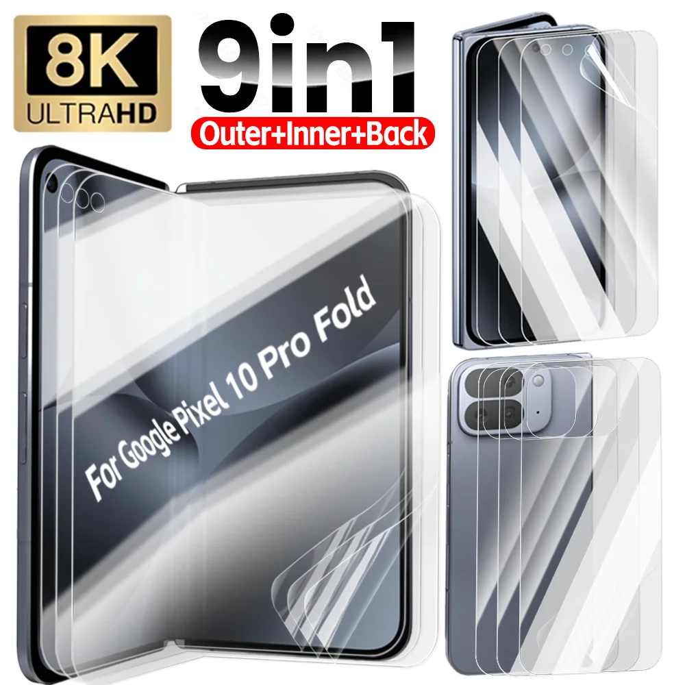 9 in 1 for Google Pixel 10 Pro Fold Outer&Inner&Back Screen Protectors TPU Hydrogel Film HD Full Coverage Protective Films Kit
9 in 1 for Google Pixel 10 Pro Fold Outer&Inner&Back Screen Protectors TPU Hydrogel Film HD Full Coverage Protective Films Kit