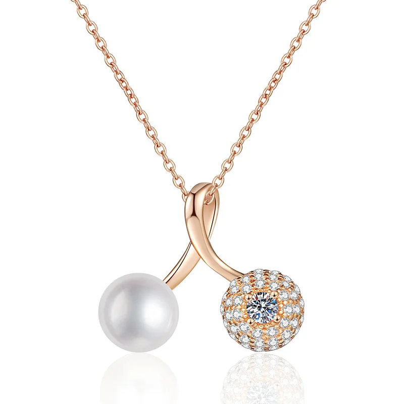 Natural Freshwater Pearl Necklace Platinum PT95018k Gold Pendant Sweet Cherry Necklace 10 Points Moissanite Necklace for Women
Natural Freshwater Pearl Necklace Platinum PT95018k Gold Pendant Sweet Cherry Necklace 10 Points Moissanite Necklace for Women