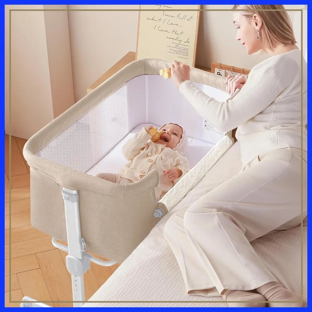 3 in 1 Baby Bassinet Bedside Sleeper, Portable Crib with 7 Height Adjustable, Includes Mattress and Wheels
3 in 1 Baby Bassinet Bedside Sleeper, Portable Crib with 7 Height Adjustable, Includes Mattress and Wheels