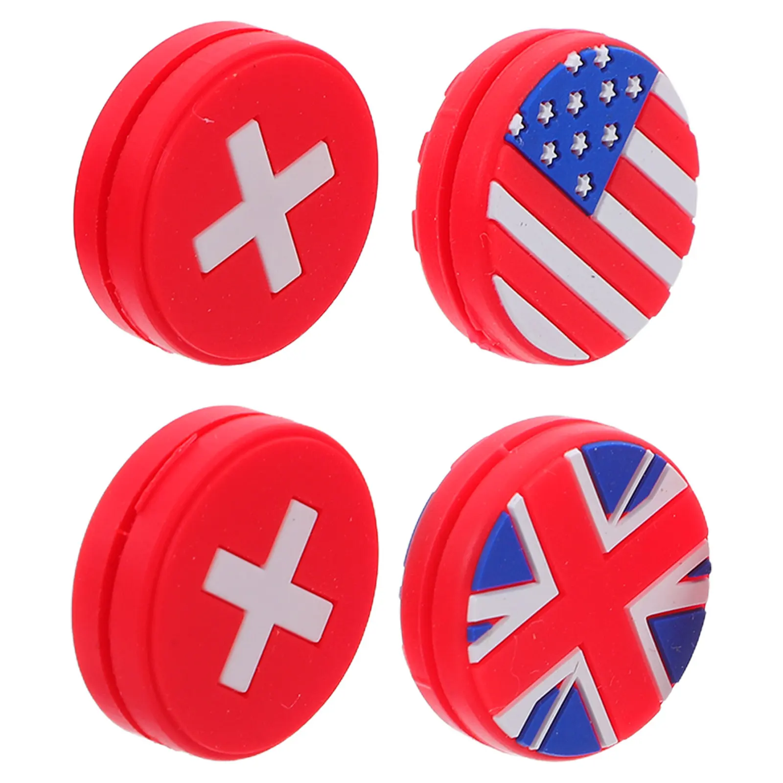 4Pcs Tennis Racket Dampeners Silicone Vibration Absorbers Flag Pattern Improve Control Comfort Suitable for All Rackets