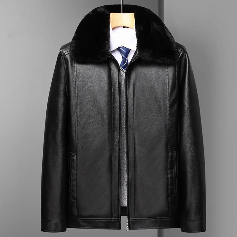 Plush Fur Lapel Collar Men Faux Leather Jacket Autumn Winter Windproof Long Sleeve Zipper Placket Windproof Casual Jacket Coat
Plush Fur Lapel Collar Men Faux Leather Jacket Autumn Winter Windproof Long Sleeve Zipper Placket Windproof Casual Jacket Coat
