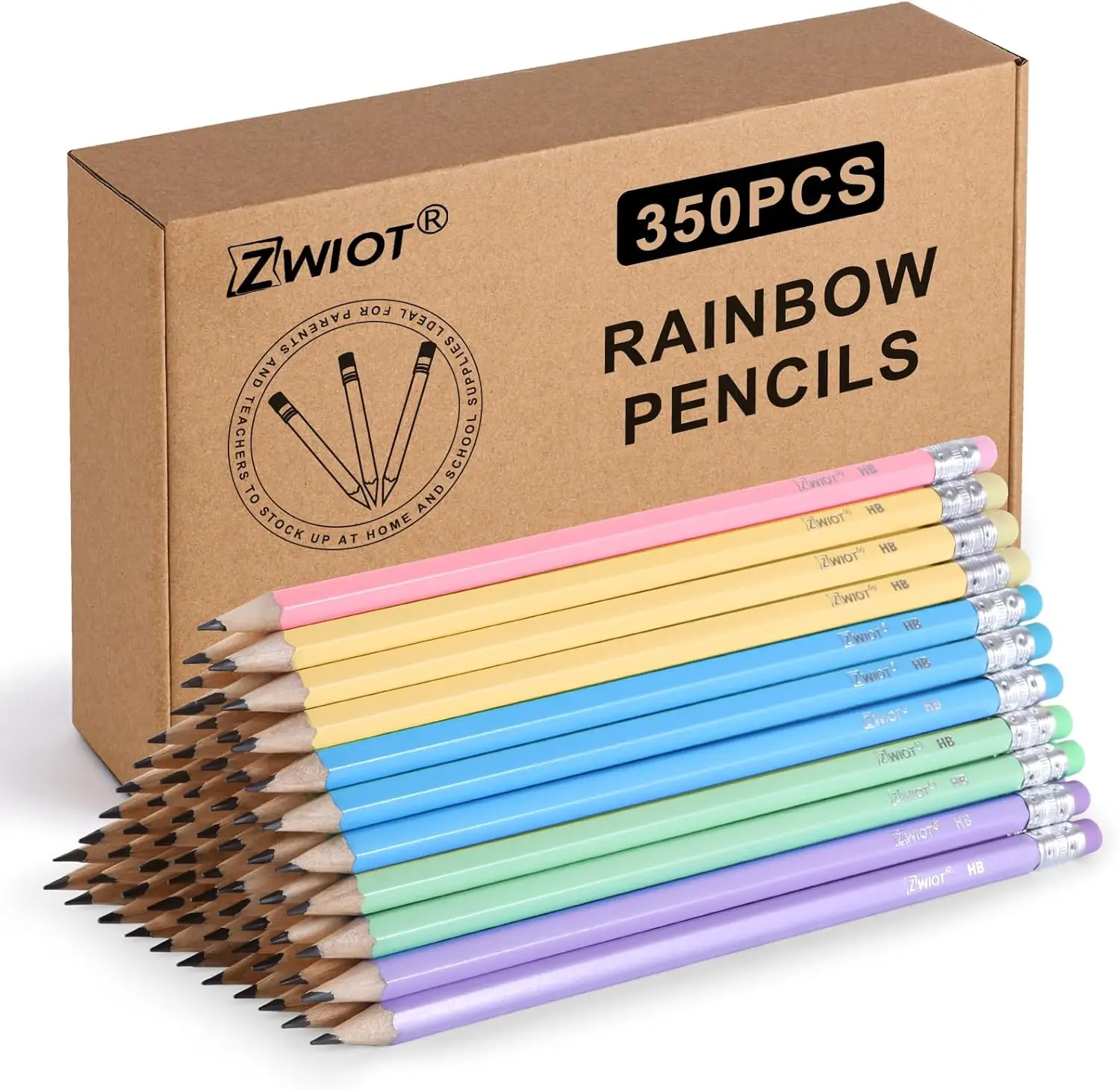 350 Pre-Sharpened #2 Pencils with Erasers in Rainbow Colors, Bulk Pack for School and Office Use
350 Pre-Sharpened #2 Pencils with Erasers in Rainbow Colors, Bulk Pack for School and Office Use