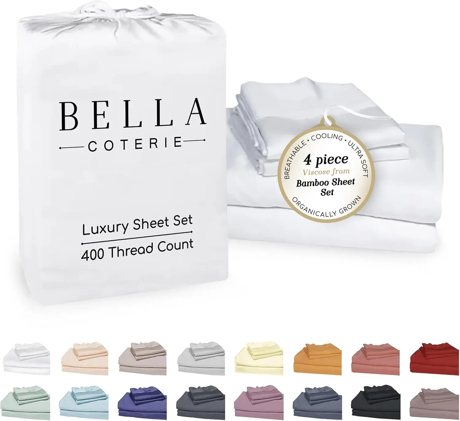 Ultra Soft Bamboo Viscose King Sheet Set, Cooling & Moisture-Wicking, 18" Deep Pocket, White
Ultra Soft Bamboo Viscose King Sheet Set, Cooling & Moisture-Wicking, 18" Deep Pocket, White