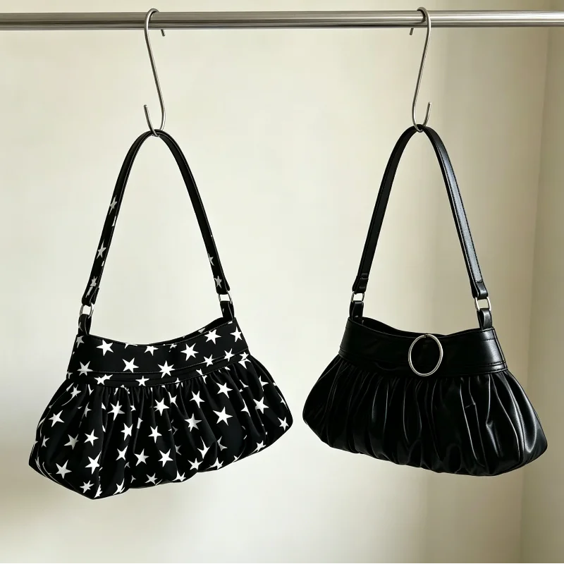 Y2k Star Pattern Ruched Shoulder Bag Korean Women Casual Elegant PU Black Underarm Bag Trendy Metal Ring Versatile Commute Bag
Y2k Star Pattern Ruched Shoulder Bag Korean Women Casual Elegant PU Black Underarm Bag Trendy Metal Ring Versatile Commute Bag