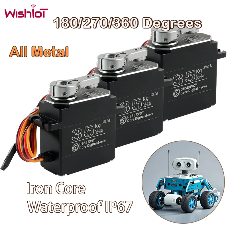Digital Servo 35Kg Metal Gear Iron Core Motor 180/270/360 Degree Waterproof IP67 Servos for RC Car Robot Drones Boy DIY Toys #T3
Digital Servo 35Kg Metal Gear Iron Core Motor 180/270/360 Degree Waterproof IP67 Servos for RC Car Robot Drones Boy DIY Toys #T3